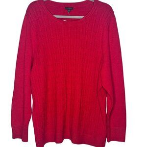 NWOT Talbots Plus Red Cable Knit Sweater Womens 3X Office Holiday Classic Cozy